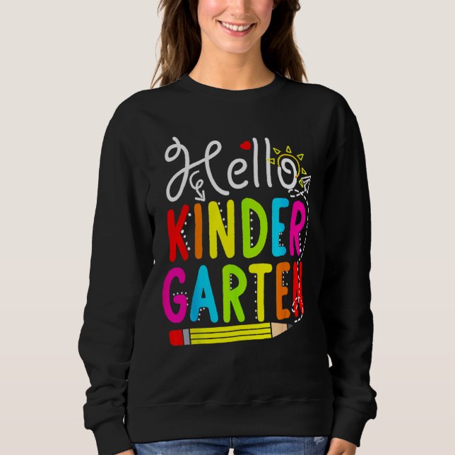 Hello Kindergarten Teacher Student Back To School  T Shirt (Framsida)
