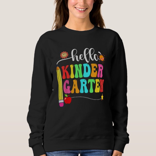 Hello Kindergarten Teacher Student Team Funny Back T Shirt (Framsida)