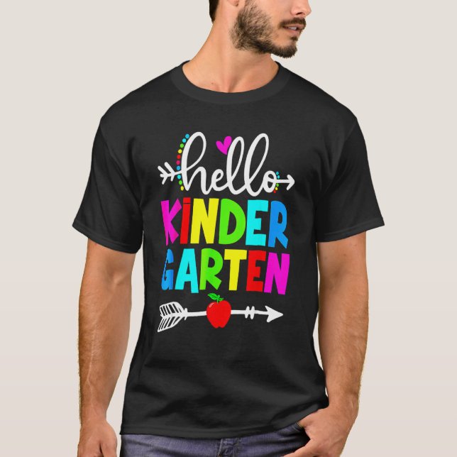 Hello Kindergarten Teacher Student Team Happy Back T Shirt (Framsida)