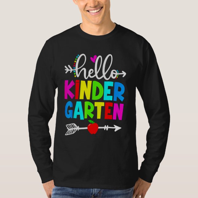 Hello Kindergarten Teacher Student Team Happy Back T Shirt (Framsida)