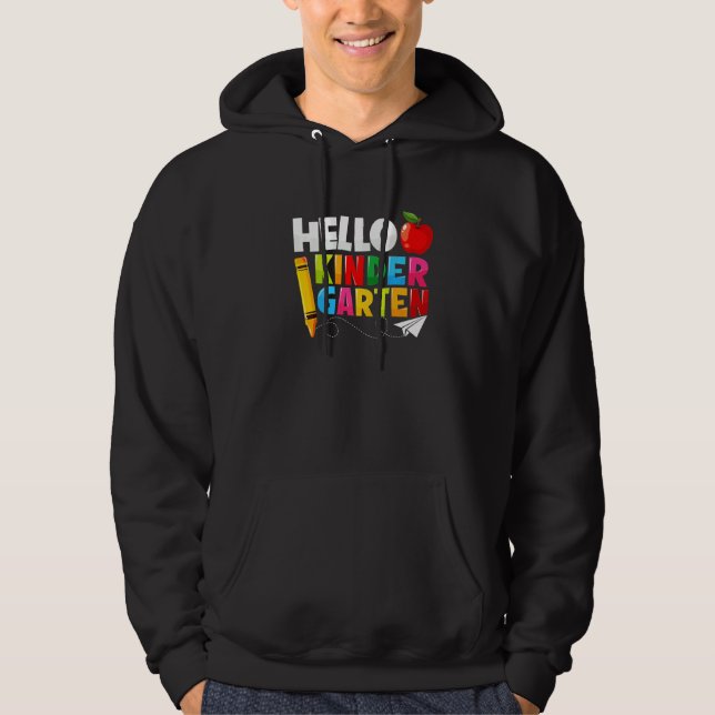 Hello Kindergarten Team Kinder Back To School Teac Hoodie (Framsida)