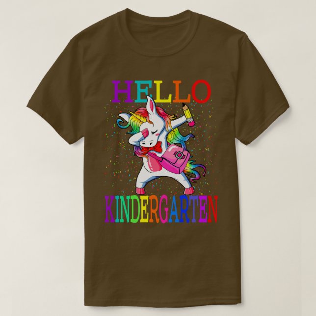 Hello Kindergarten Unicorn Back To School  T Shirt (Design framsida)