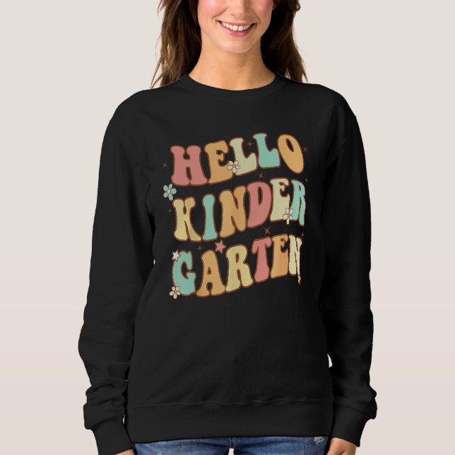 Hello Kindergarten Vibes Groovy Retro 1st Day Of S T Shirt (Framsida)