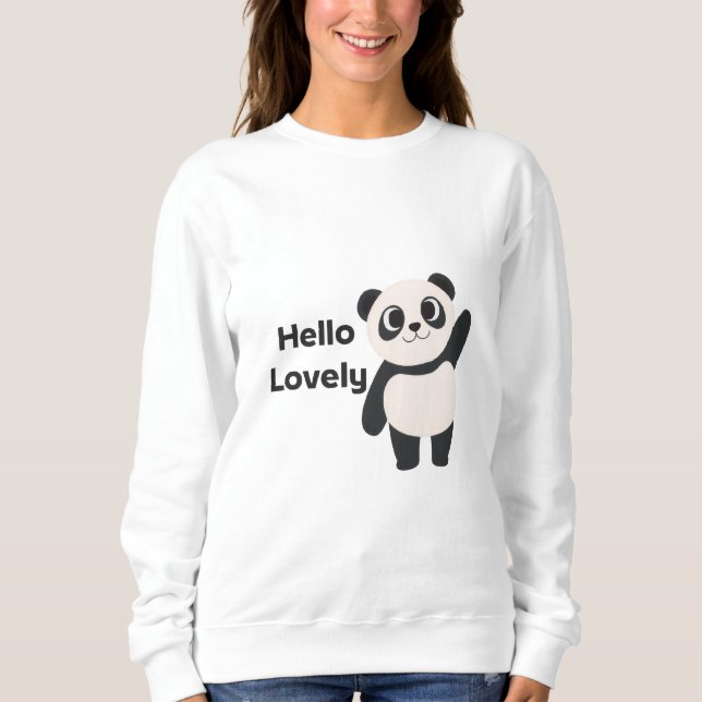 Hello Lovely – Cute Panda T-Shirt Design | Kawaii  (Framsida)
