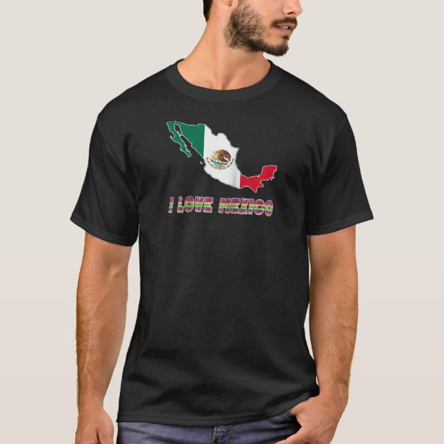 Hello Mexico I Love Mexico Map Flag Proud Mexican  T Shirt (Framsida)