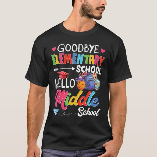 Hello Middle School Graduation Elementary School T Shirt (Framsida)