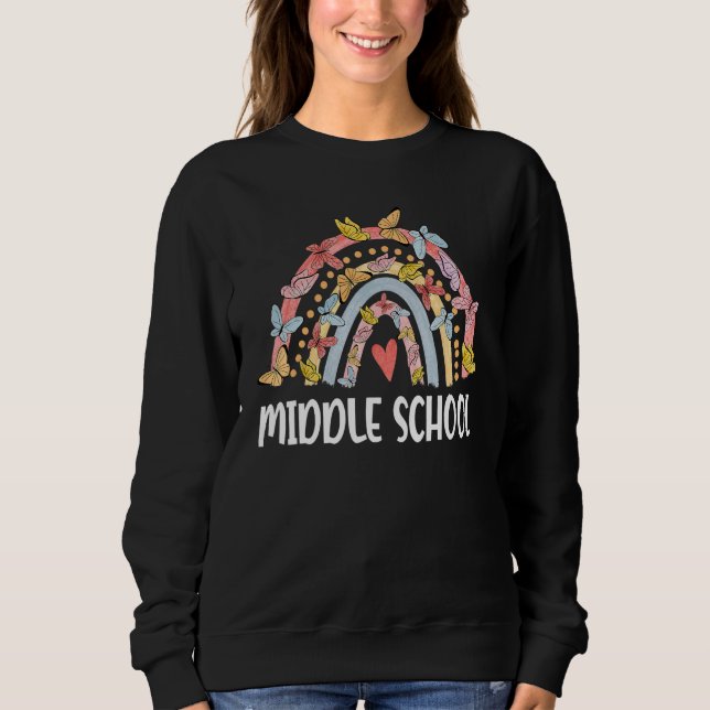 Hello Middle School Rainbow Teachers Back to Schoo T Shirt (Framsida)