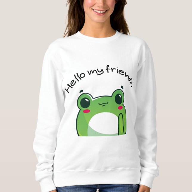 Hello My Friends | Cute Frog Kawaii T-Shirt (Framsida)