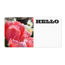 HELLO Namnskyltar Etiketter Rosa Tulpan Blommor