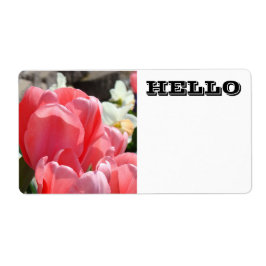 HELLO Namnskyltar Etiketter Rosa Tulpan Blommor Fraktsedel