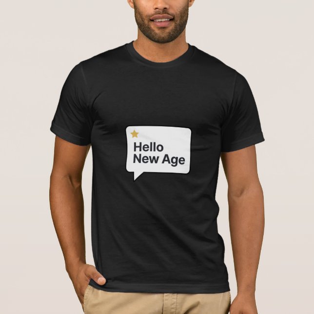 Hello New Age Simple Birthday T Shirt Minimal Desi (Framsida)