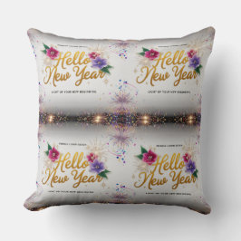 Hello New Year Floral Luxury 20x20 Throw Pillow Kudde