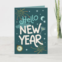 Hello New Year - Teal Festive New Years Celebr