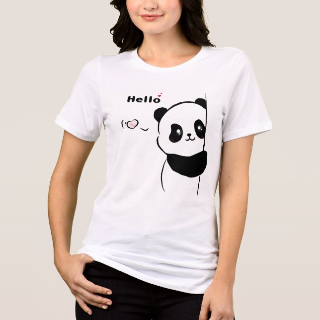 Hello Panda Love T Shirt (Framsida)