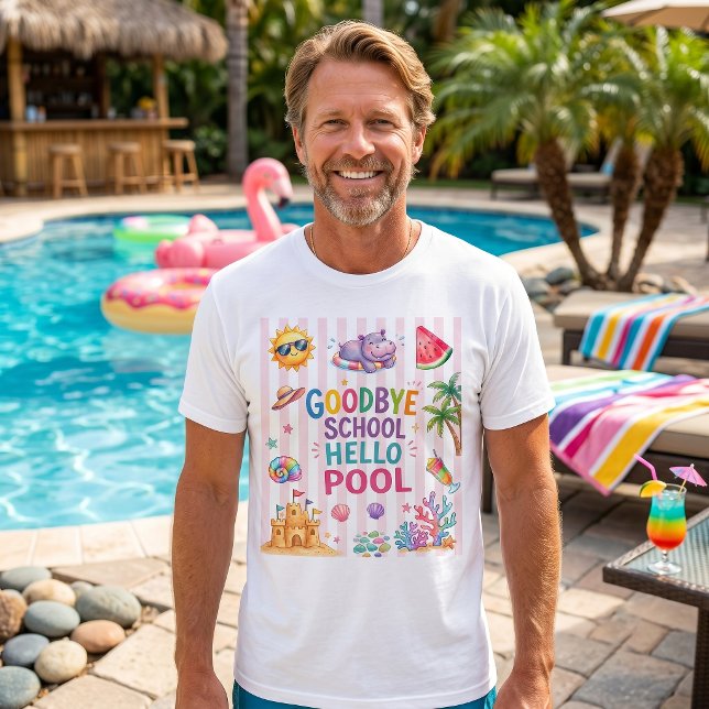 Hello Pool Party-randig t-shirt  (Skapare uppladdad)