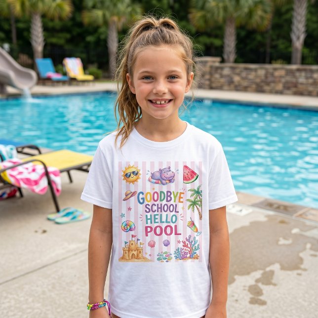 Hello Pool Party-randiga T-shirt  (Skapare uppladdad)