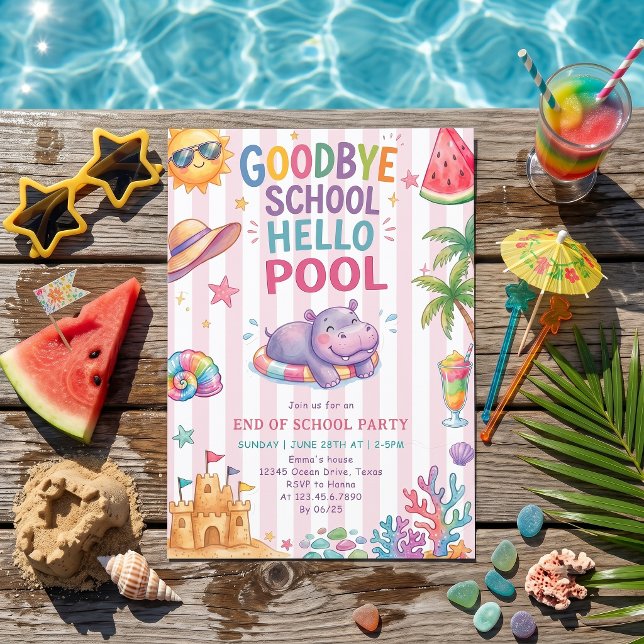 Hello Pool Semester Remsor Invitation Inbjudningar (Skapare uppladdad)
