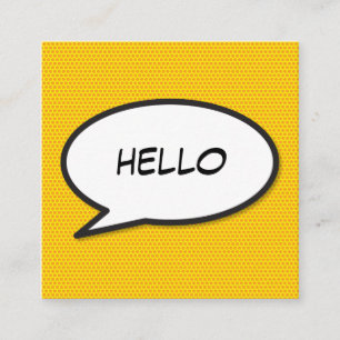 HELLO Pratbubbel Kul Retro Serietidning Fyrkantigt Visitkort