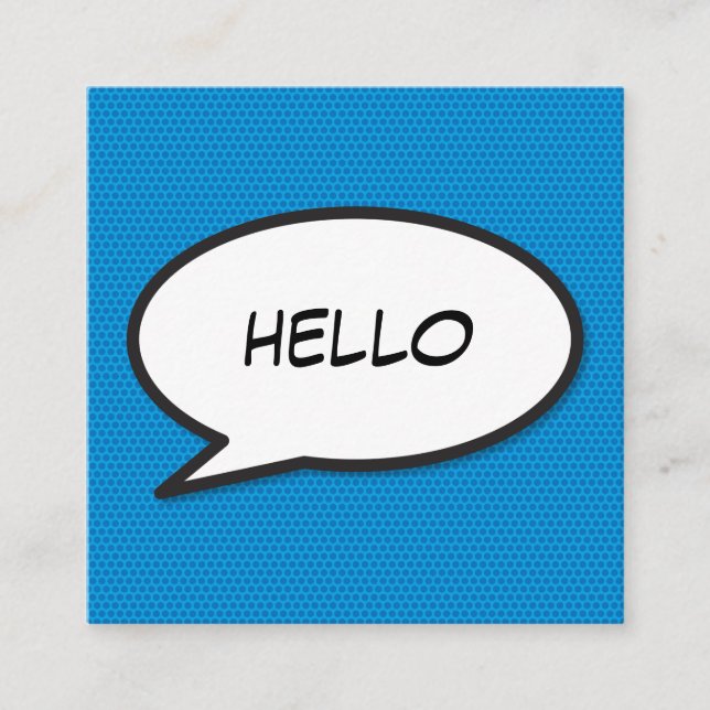 HELLO Pratbubbel Kul Retro Serietidning Fyrkantigt Visitkort (Framsida)