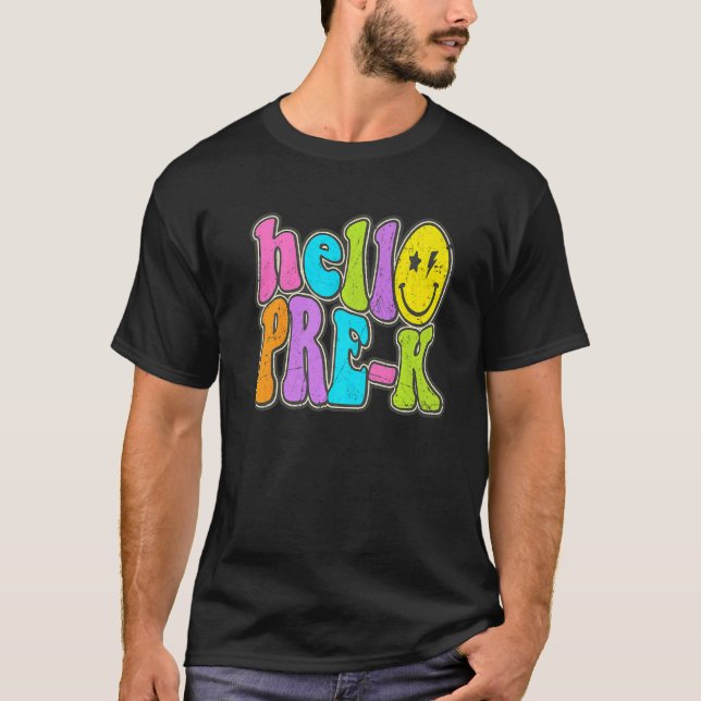 Hello Pre K  Back To School Teacher Student Boy Gi T Shirt (Framsida)