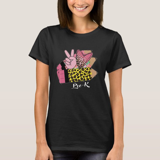 Hello Pre K Cute Pencil  Teacher Back To School T Shirt (Framsida)