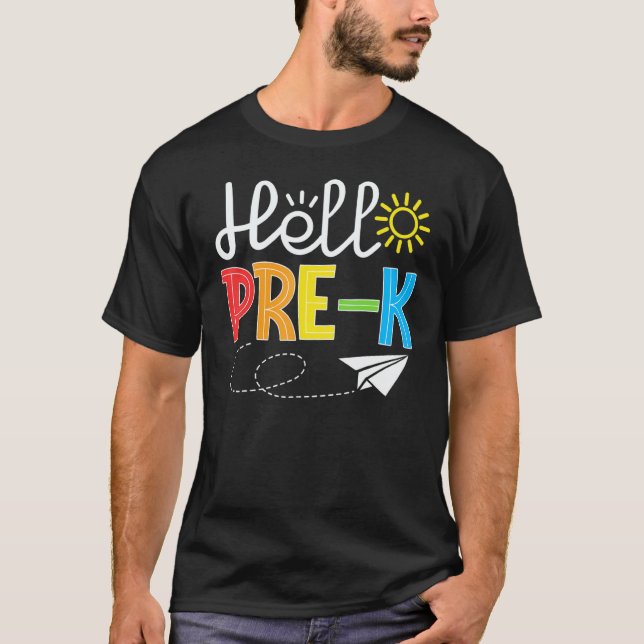 Hello Pre K Fun PreSchool Backto School   Student  T Shirt (Framsida)