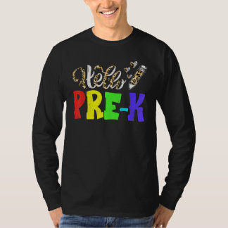 Hello Pre K Leopard Print Pre K Back To School T Shirt