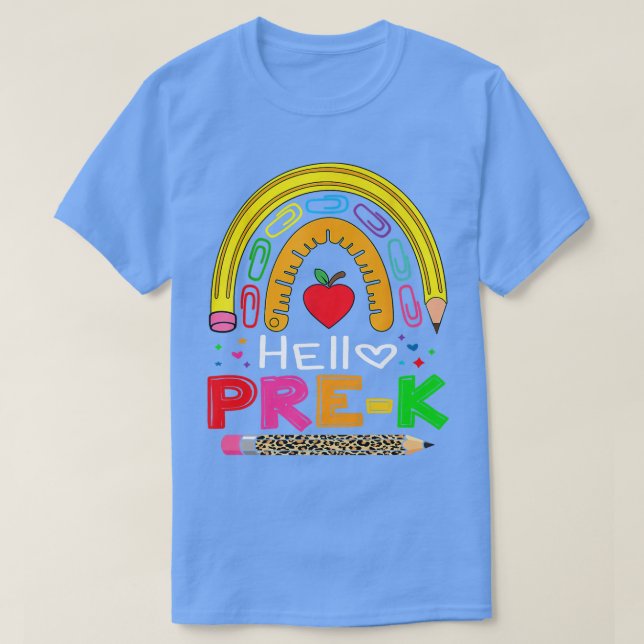 Hello Pre-k School Rainbow Back to School Teacher  T Shirt (Design framsida)
