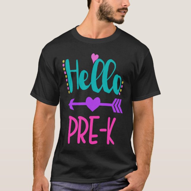 Hello Pre K Teacher Student Teacher Little Girl T Shirt (Framsida)