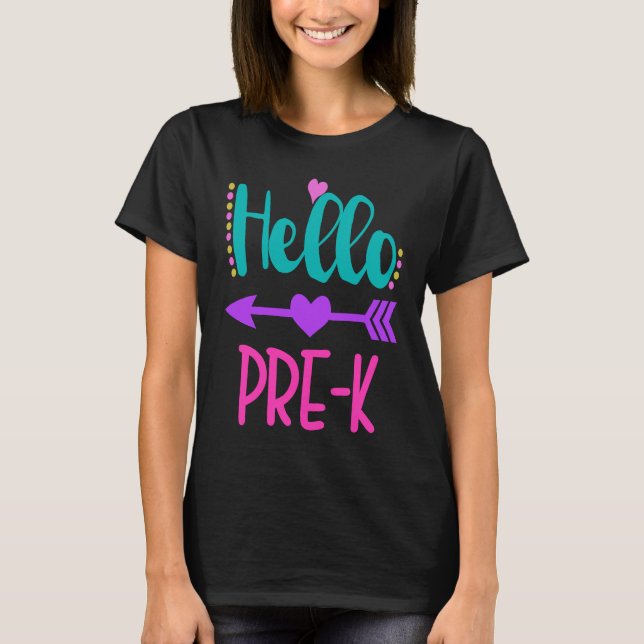 Hello Pre K Teacher Student Teacher Little Girl T Shirt (Framsida)