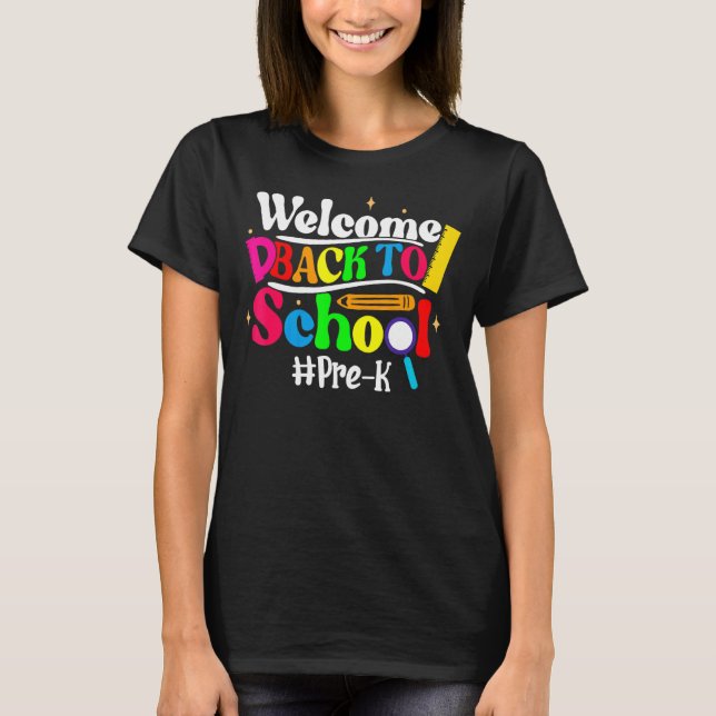 Hello Pre K Team PreK Back to School Teacher Girls T Shirt (Framsida)