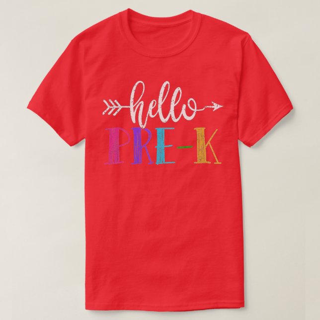 Hello PreK  First Grade Gift Back To School  T Shirt (Design framsida)