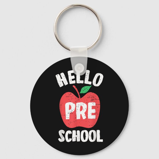 Hello Preschool First Day Of School Teacher Studen Nyckelring (Framsida)