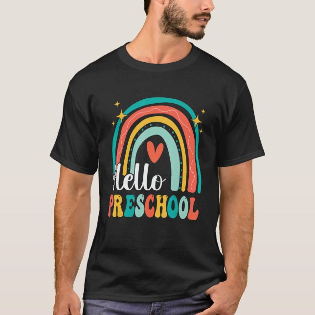 Hello Preschool Rainbow for Teachers Girls Kids Fi T Shirt (Framsida)