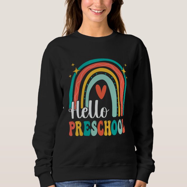 Hello Preschool Rainbow for Teachers Girls Kids Fi T Shirt (Framsida)