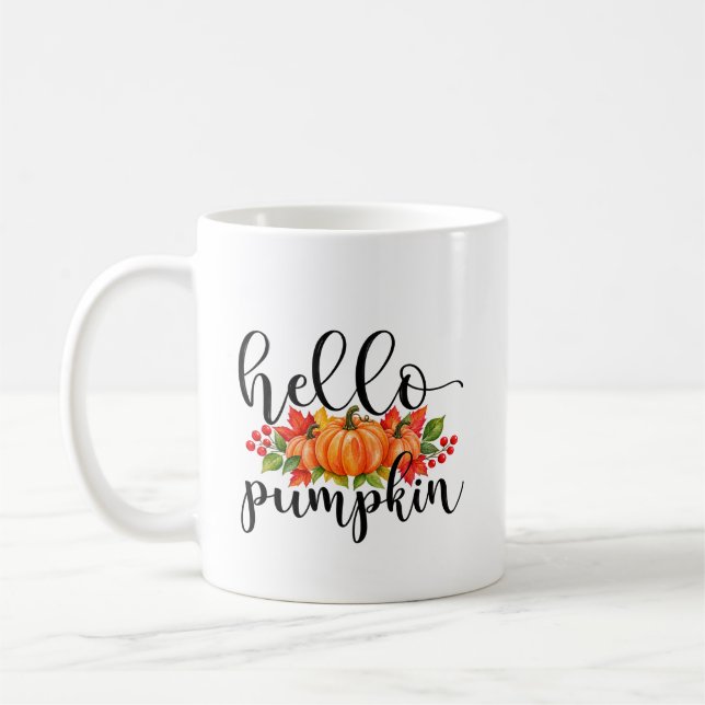 Hello Pumpamugg, Höst tackgivelse keramikkopp,  Kaffemugg (Vänster)