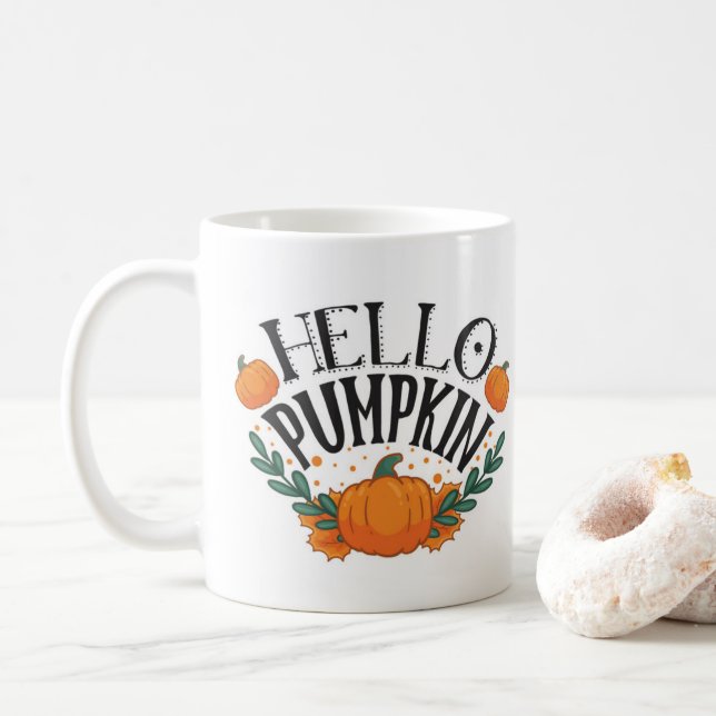Hello Pumpkin Fall Autumn                          Kaffemugg (Med munk)