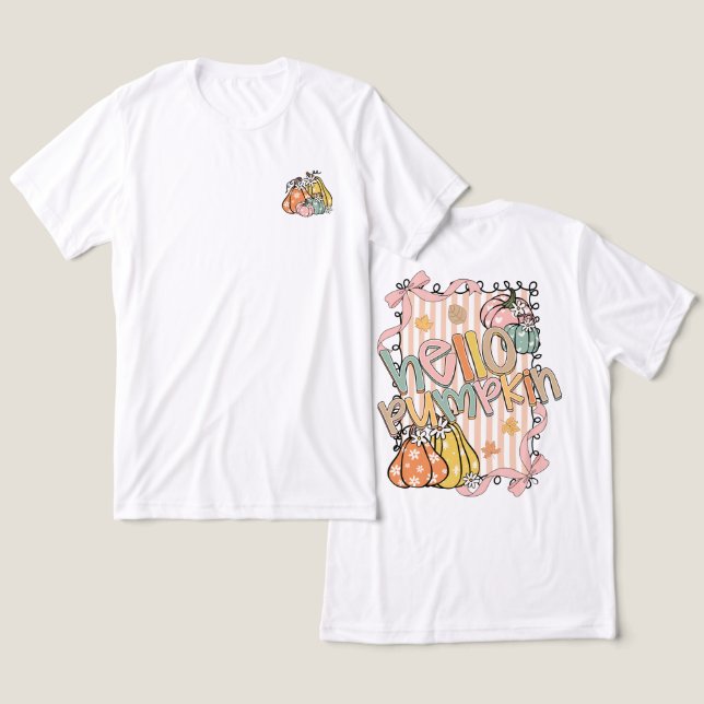 Hello Pumpkin Fall season T Shirt (Design fram och bak)