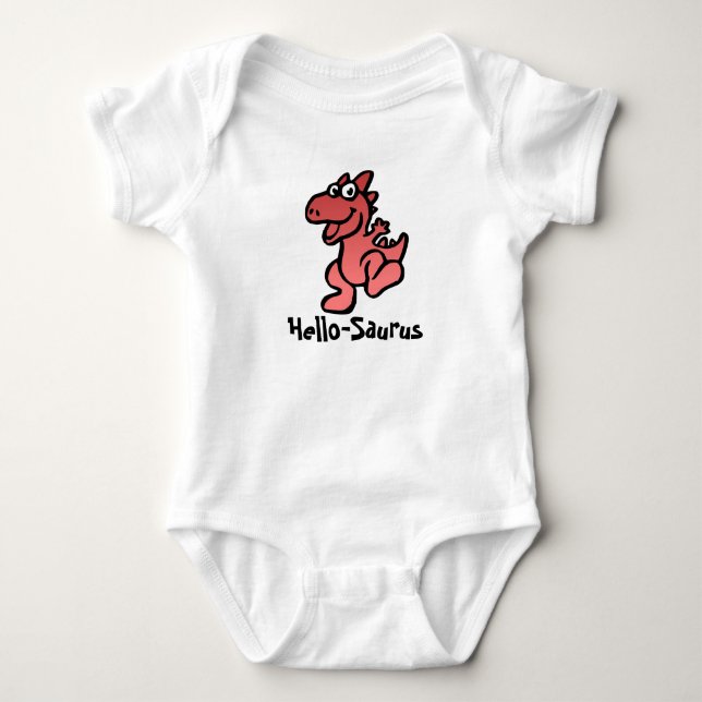 Hello-Saurus Dino Glädje T Shirt (Framsida)