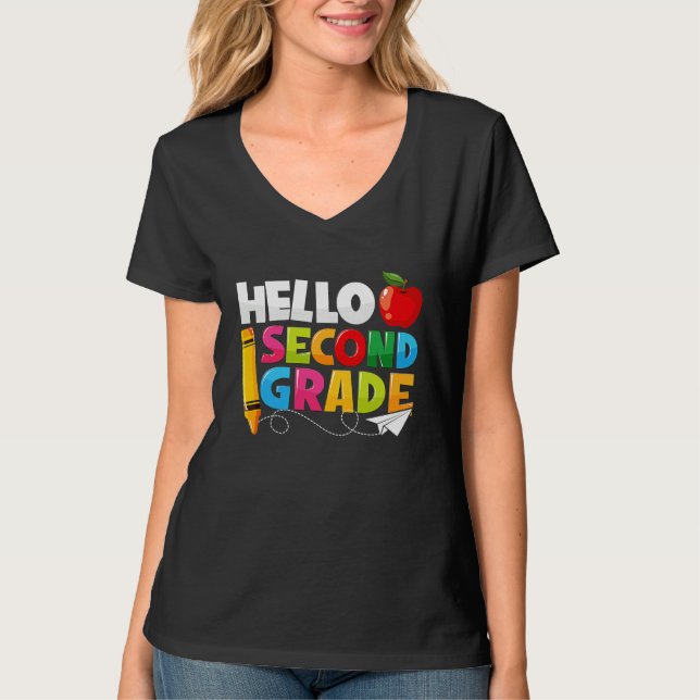 Hello Second Grade  2nd Grade Back To School Kids T Shirt (Framsida)