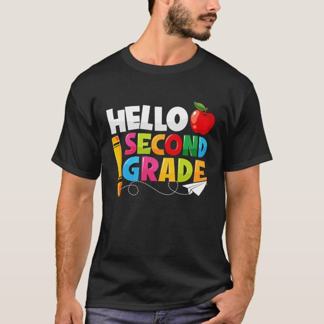 Hello Second Grade  2nd Grade Back To School Kids T Shirt (Framsida)