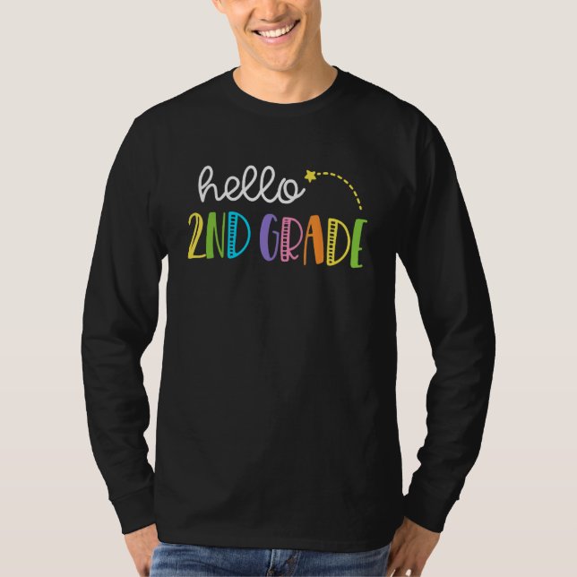 Hello Second Grade 2nd Grade Back to School Teache T Shirt (Framsida)