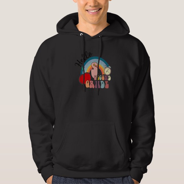 Hello Second Grade 2nd Grade Rainbow Back To Schoo Hoodie (Framsida)