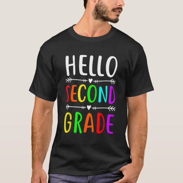 Hello Second Grade Back to School 2nd Grade Teache T Shirt (Framsida)