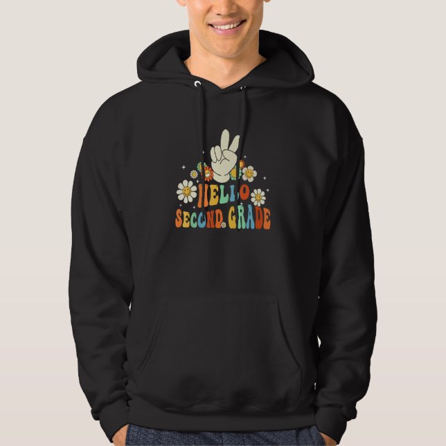 Hello Second Grade Back to School Second Grade Tea Hoodie (Framsida)