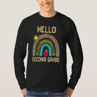 Hello Second Grade Boho Rainbow Leopard 100 Days O T Shirt