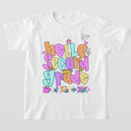 Hello Second Grade Coquette Bow Teacher Girl T Shirt