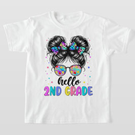 Hello Second Grade Coquette Bow Teacher Girl T Shirt