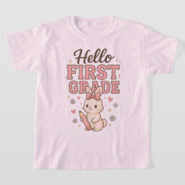 Hello Second Grade Coquette Bow Teacher Girl T Shirt