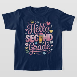 Hello Second Grade Coquette Bow Teacher Girl T Shirt